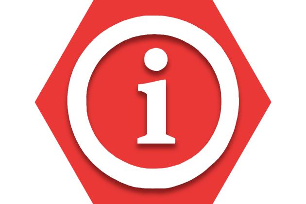 Red hexagon with lowercase i