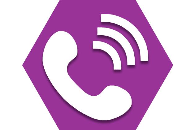 Purple hexagon with symbol of a phone representing UFT Health and Cancer Helpline
