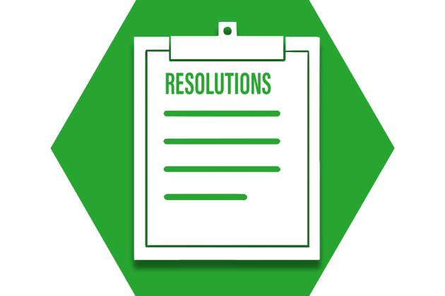 Hexagon with green background and clipboard showing UFT resolutions