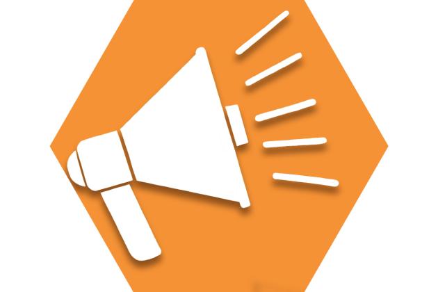 Orange hexagon with megaphone