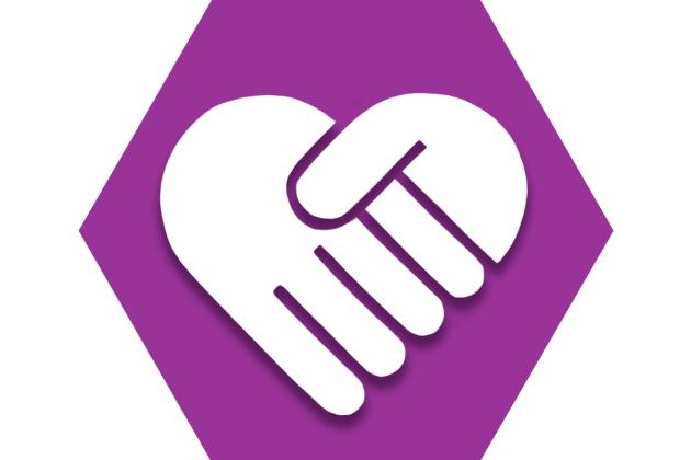 Purple hexagon with a heart