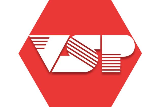 Red hexagon with letters VSP