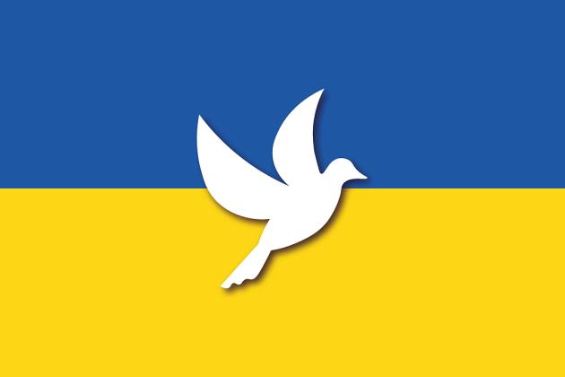Ukrainian Flag with a peace dove