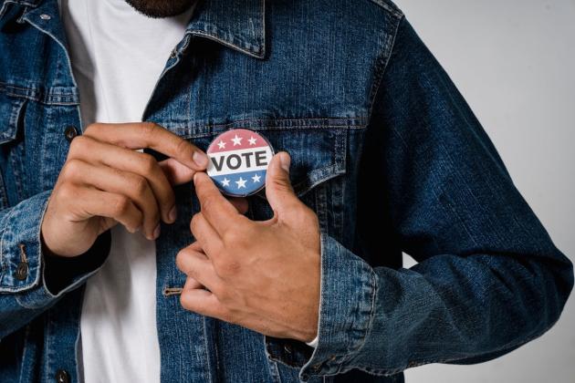 vote button jacket