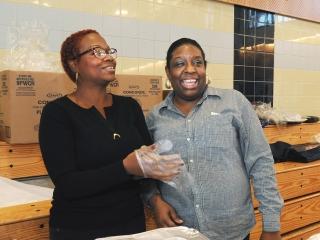 Rhonda Joseph (right) had to take over the distribution of the meals and buffets