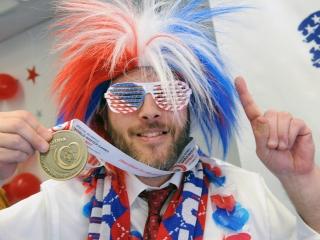 Principal Sholom Fried in festive red, white and blue.