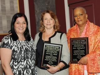 Anne Goldman congratulates Gertrude Kuhn nd Cora Shillingford.