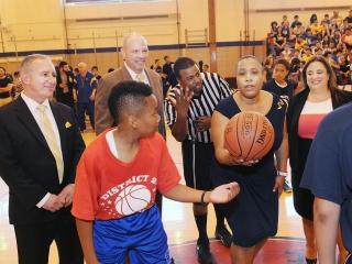Joyce E. Bush, the principal of PS 193 and the league commissioner, gets set to 