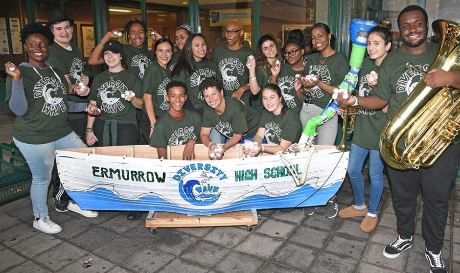 Student council members and Crivelli (center, front row) surround their diversit
