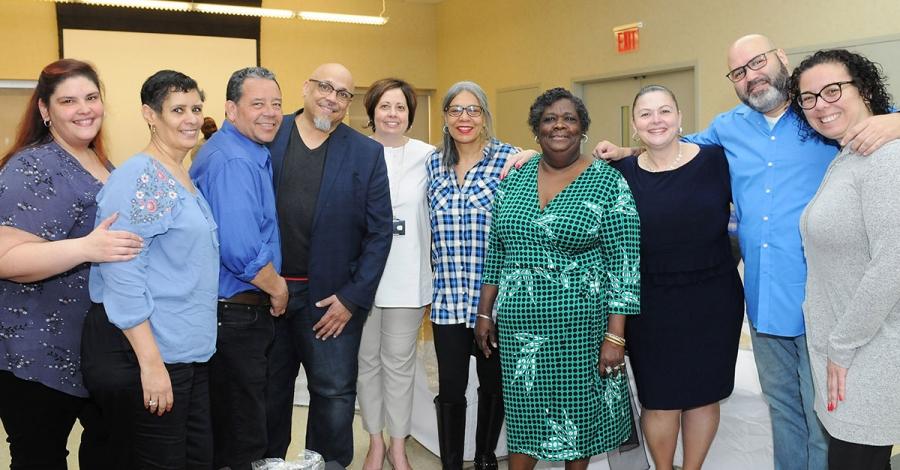 Shauna Innis (fourth from right) of PS 66, the district’s Outstanding Paraprofes