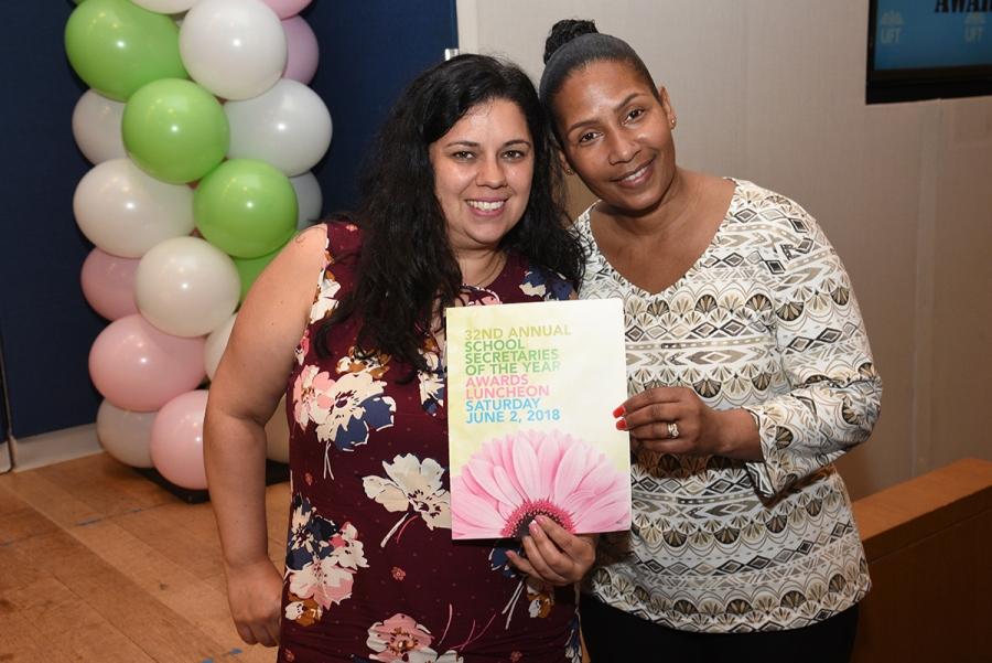 Iris Rosa and Glenda DeLaCruz of A. Philip Randolph Campus HS in Manhattan atten