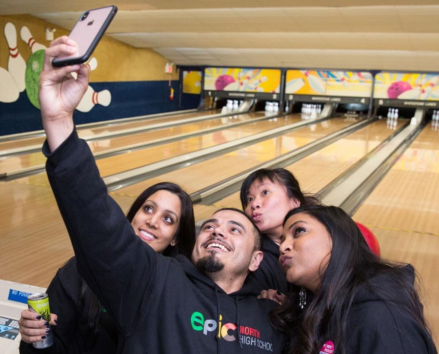 Grabbing a selfie are Epic HS teachers (from left) Hema Bhramdat, Osmin Betancou