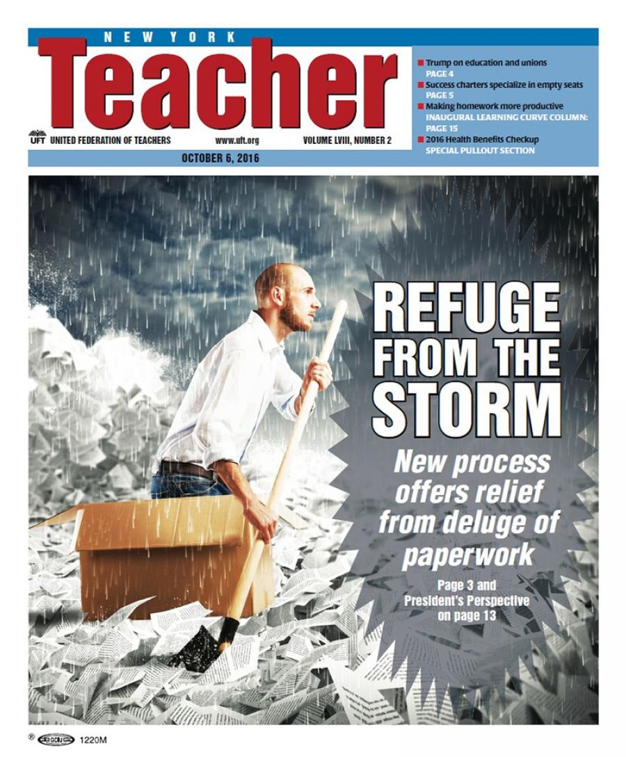 New York Teacher cover "Refuge from the storm" - Oct 6, 2016