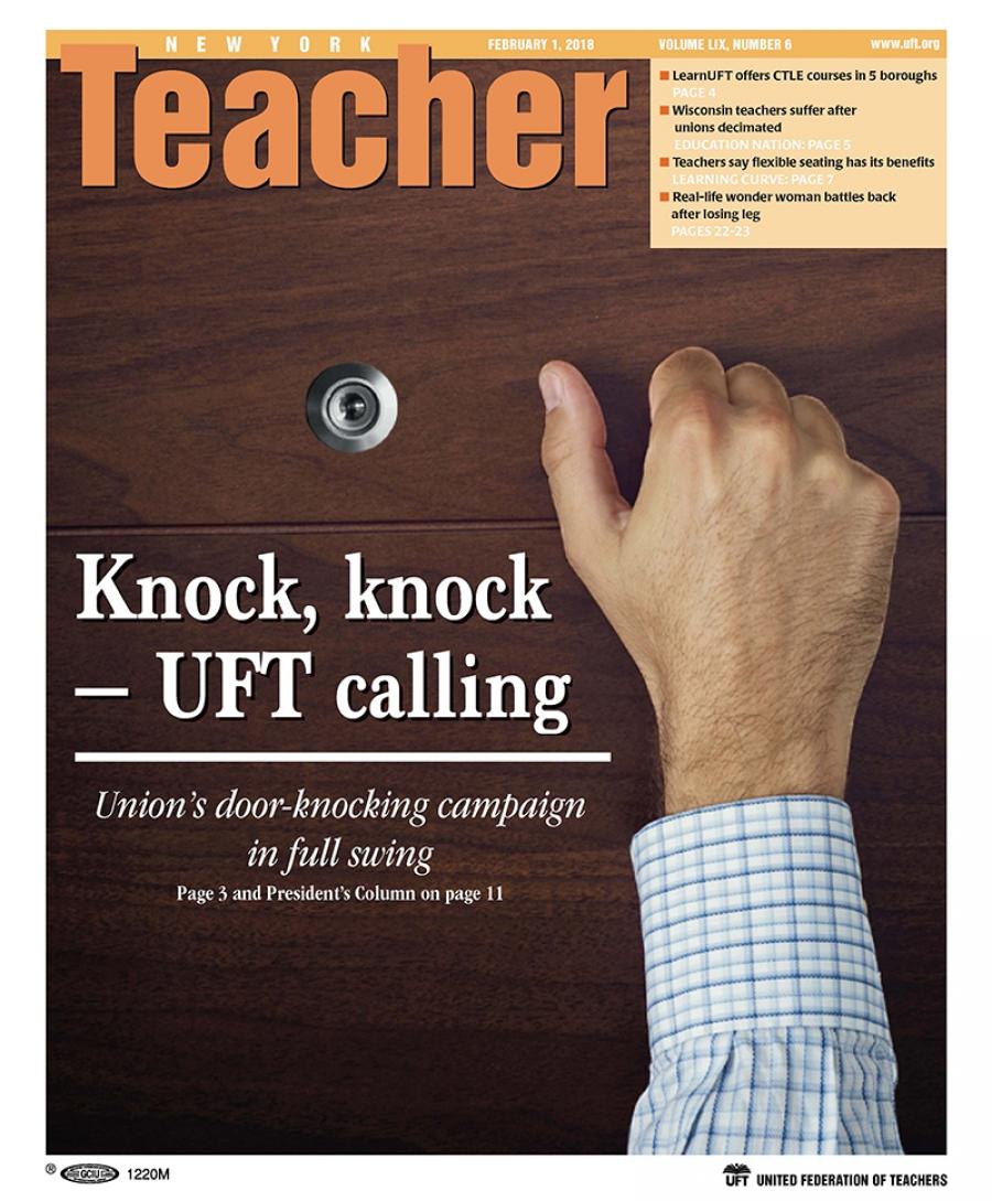 NYT Cover - February 4, 2018 - Knock, knock, UFT knocking