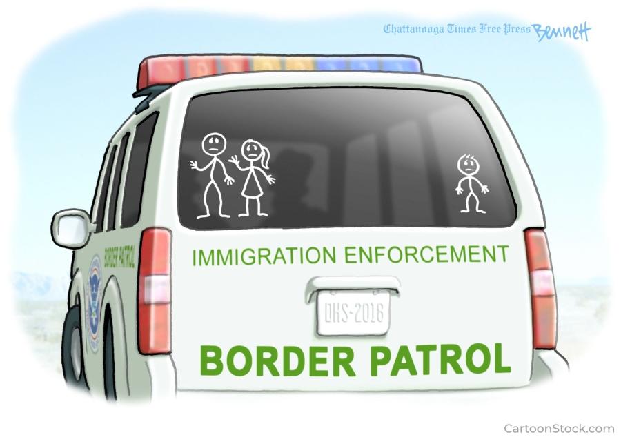 A cartoon representing immigrant families being separated. 