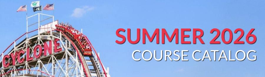 image shows cyclone roller coaster to promote the opening of summer course registration