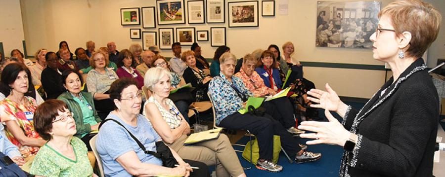 RTC members learn in the ins and outs of Downsizing All Lifetime Possessions from speaker Sharon Lowenstein.