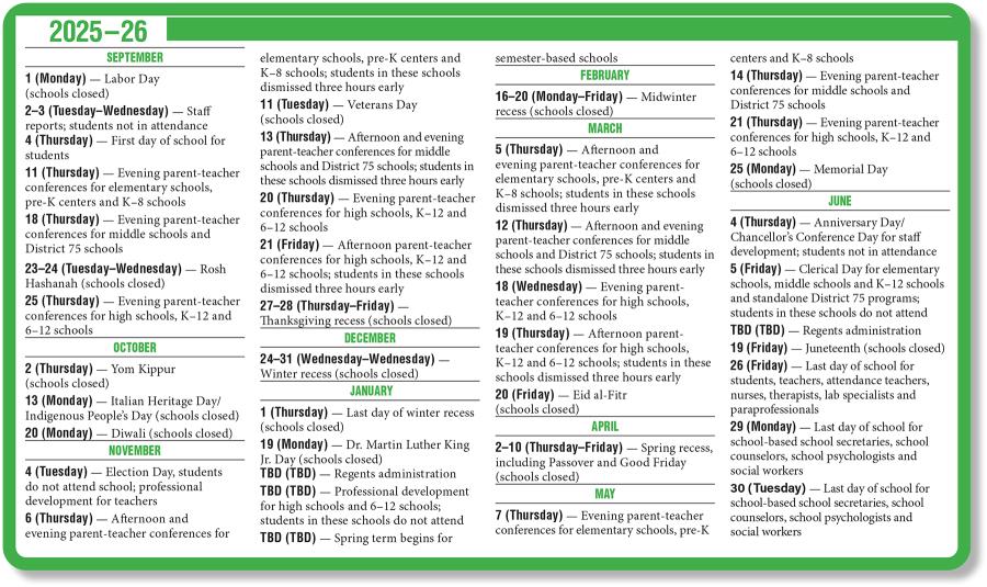 School Year Calendar 2025-26