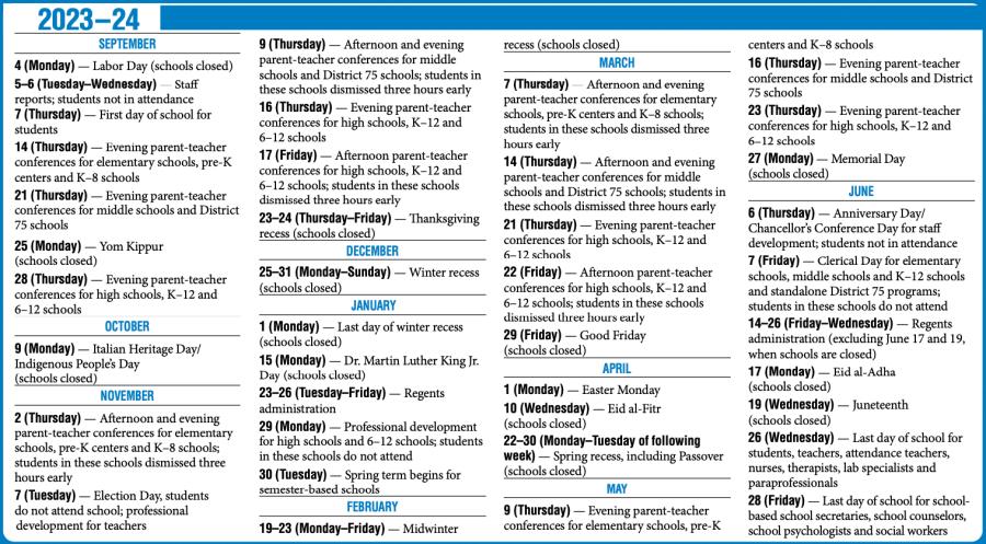 School Year Calendar 2023-24