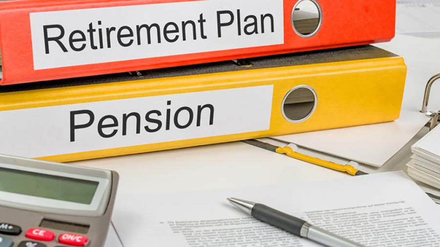 Looseleafs labeled Retirement plan and Pension