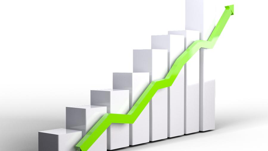 Graph with an arrow going upward