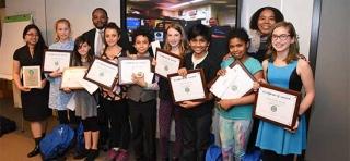 Teacher Elizabeth Lee (far left), UFT BRAVE Director Anthony Harmon (fourth from