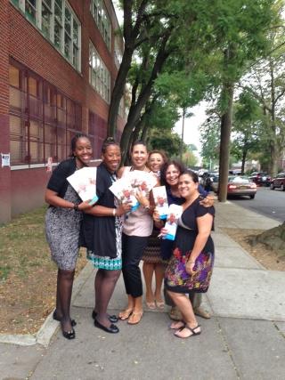 Rana Quimina, chapter leader at PS 135 in Queens Village, with colleagues 