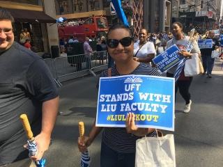 Many marchers came to express their support for union faculty members at Long Is