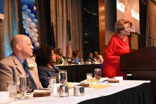 UFT President Michael Mulgrew and Paraprofessionals Chapter Leader Shelvy Young-
