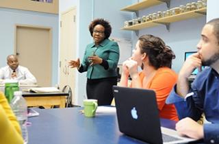 Hinds makes a point during a recent meeting with members at Celia Cruz.