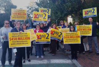 Public school teachers and parents protest charter school caps