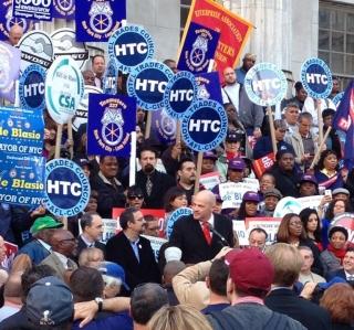 Mulgrew at labor rally