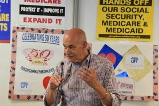 Vince Gaglione, the Retired Teachers Chapter’s treasurer, speaks