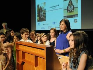 Laura Resnick of PS 87 on the Upper West Side at the event with 18 students.