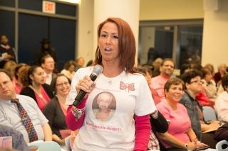 Michele Ferraro, the chapter leader at PS 204 in Brooklyn, speaks in favor of th