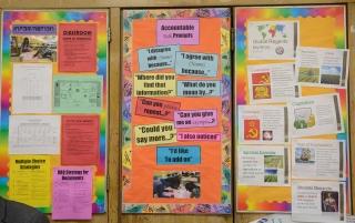 Bulletin boards are more than just a backdrop in Toussaint’s classroom; they’re 