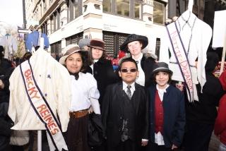 Roswell with her students in period outfits.