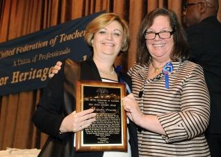 Jules Kolodny Award: Winner Ellen Gallin-Procida (left) with UFT Staff Director 