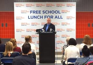 UFT President Michael Mulgrew discusses the universal free lunch program at a Se