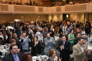 Spring Education Conference attendees give Mayor Bill de Blasio a standing ovati