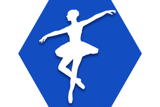 Hexagon with blue background and symbol of a dancer to represent the UFT Dance Educators Committee