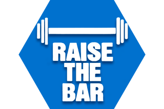 Blue hexagon with symbol of a bar and text reading "Raise the Bar" representing UFT Special Education Committee