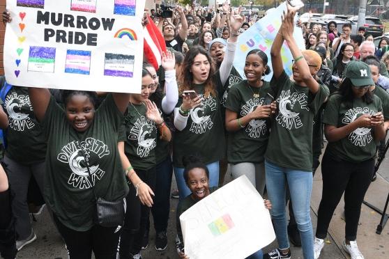 Murrow HS students and staff prepare to celebrate their pride in diversity. 