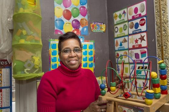 Millicent Burke Kaalund, Bronx,shows off supplies she purchased with grant money