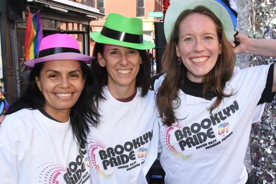 Celebrating the LGBTQ community at the Brooklyn parade on June 8 are (from left)