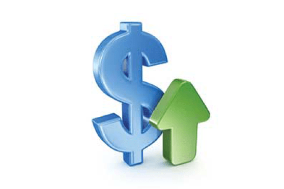 Blue dollar, green arrow