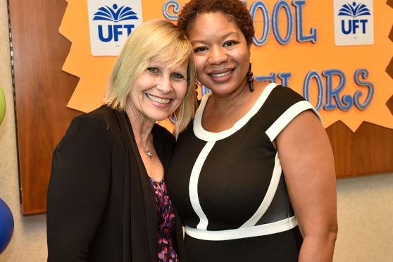 Honoree Dori Kaplan (left) of PS 4@PS 179 in Queens shares her appreciation with