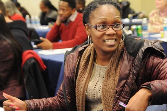 Bernadette Alexander, a teacher at PS 204 in Morris Heights, the Bronx, joins th