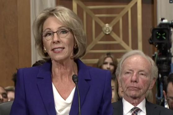 Betsy DeVos confirmation hearing shot