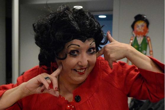 Ayala, as Betty Boop, sings “I Wanna Be Loved By You,” at the event.